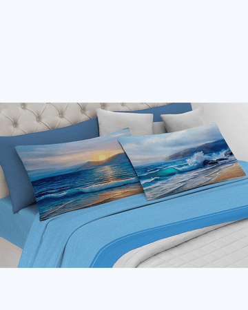 Set Lenzuola Letto Matrimoniale Made in Italy - Quadrifoglio e Coccinella Paesaggio Marino 2 Piazze